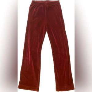 Red velvet high waist stretch vintage trousers